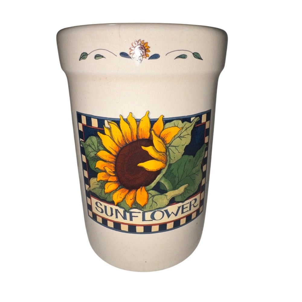 Susan Winget Certified International Sunflower‎ Ceramic Utensil Holder Crock